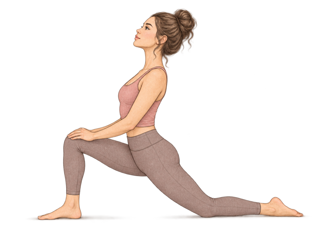 Anjaneyasana, fente basse en yoga