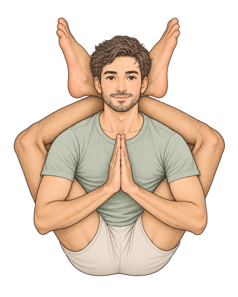 Dwi Pada Sirsasana, deux jambes derrière la tête