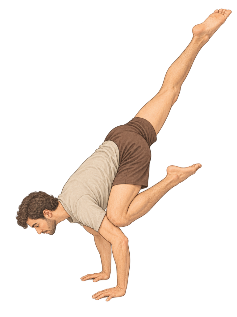 Eka Pada Bakasana, corbeau sur une jambe
