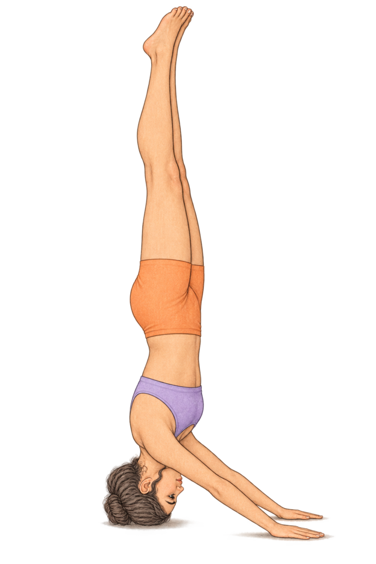 Mukta Hasta Sirsasana, équilibre sur la tête mains libres