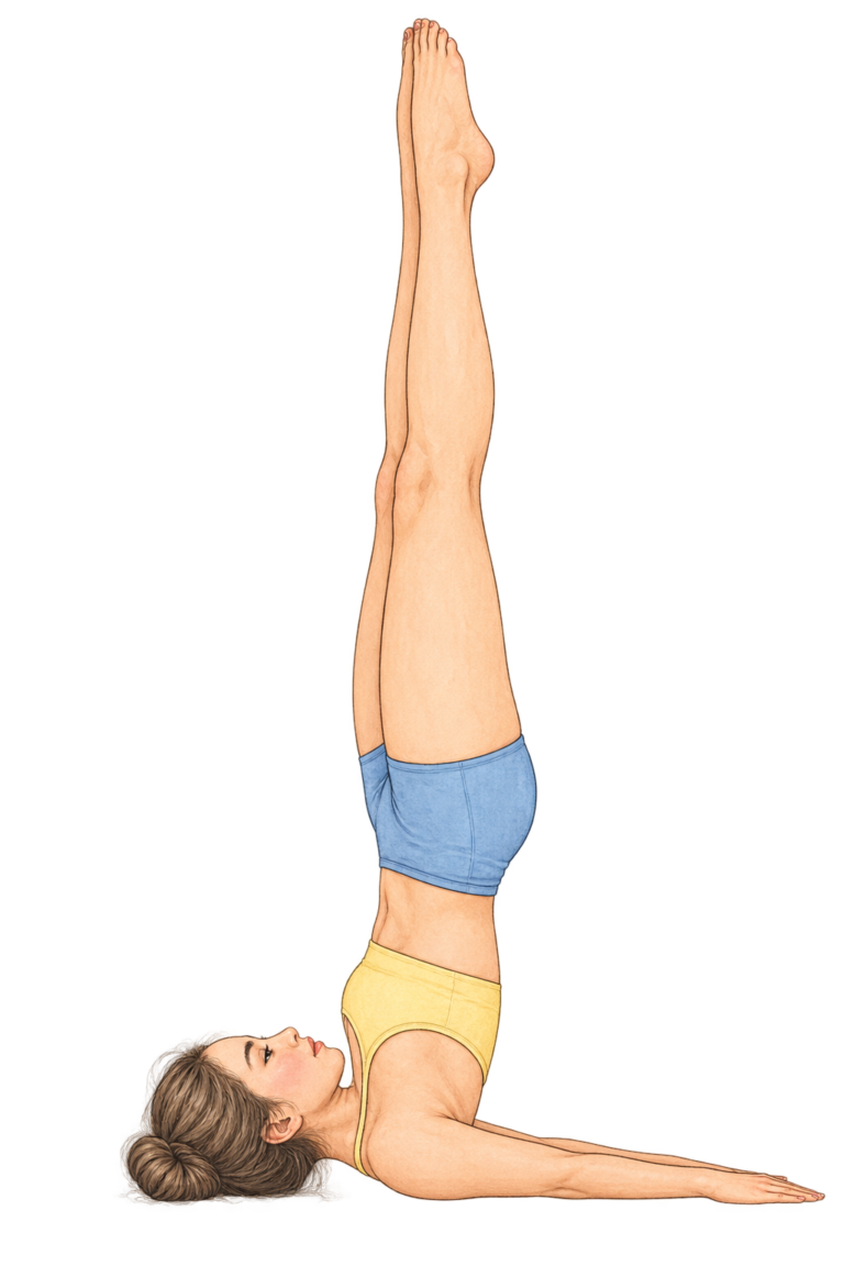 Niralamba Sarvangasana, chandelle sans soutien des mains