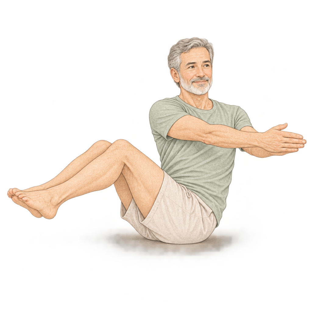 Parsva Navasana, barque en torsion
