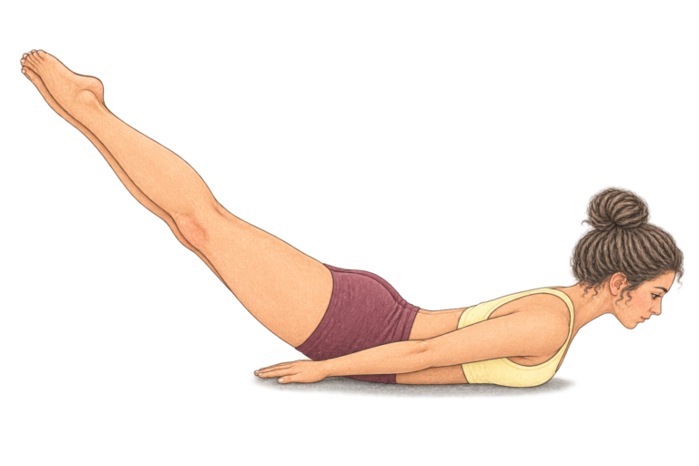 Salabhasana, posture de la sauterelle en yoga