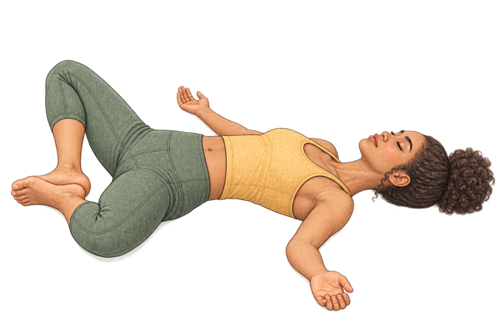 Supta Baddha Konasana, papillon allongé en yoga