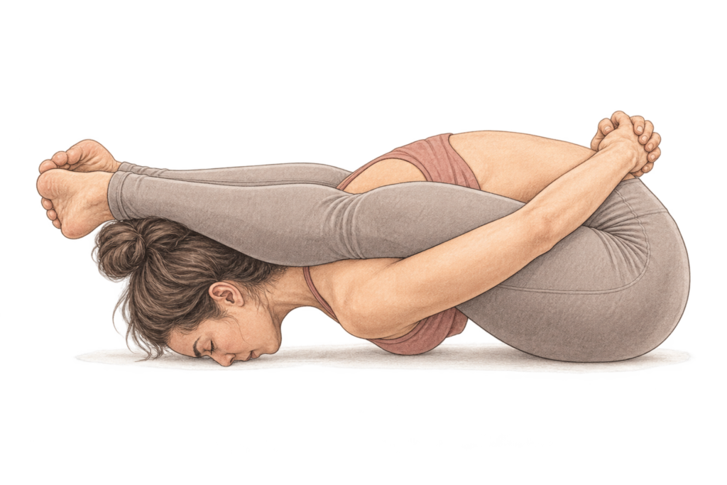 Supta Kurmasana, posture de la tortue allongée