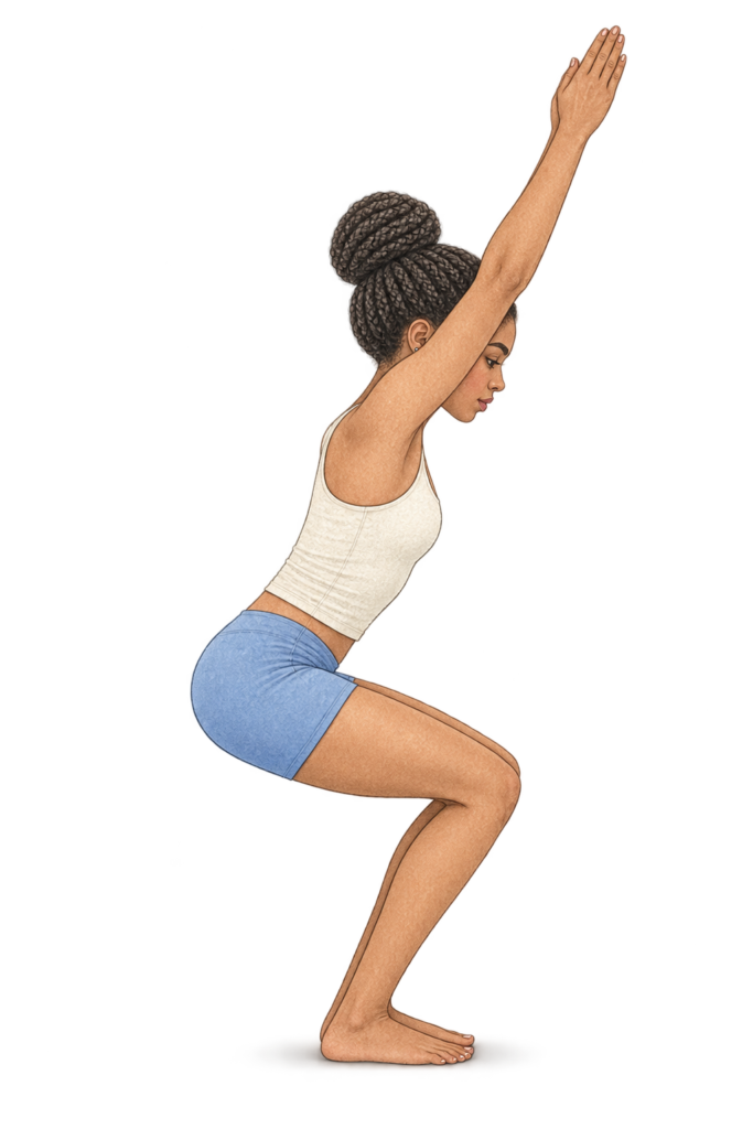 Utkatasana, posture de la chaise en yoga