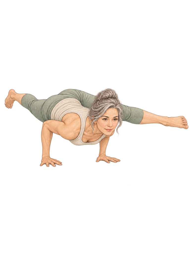 Eka Pada Koundinyasana II, équilibre avancé sur les bras