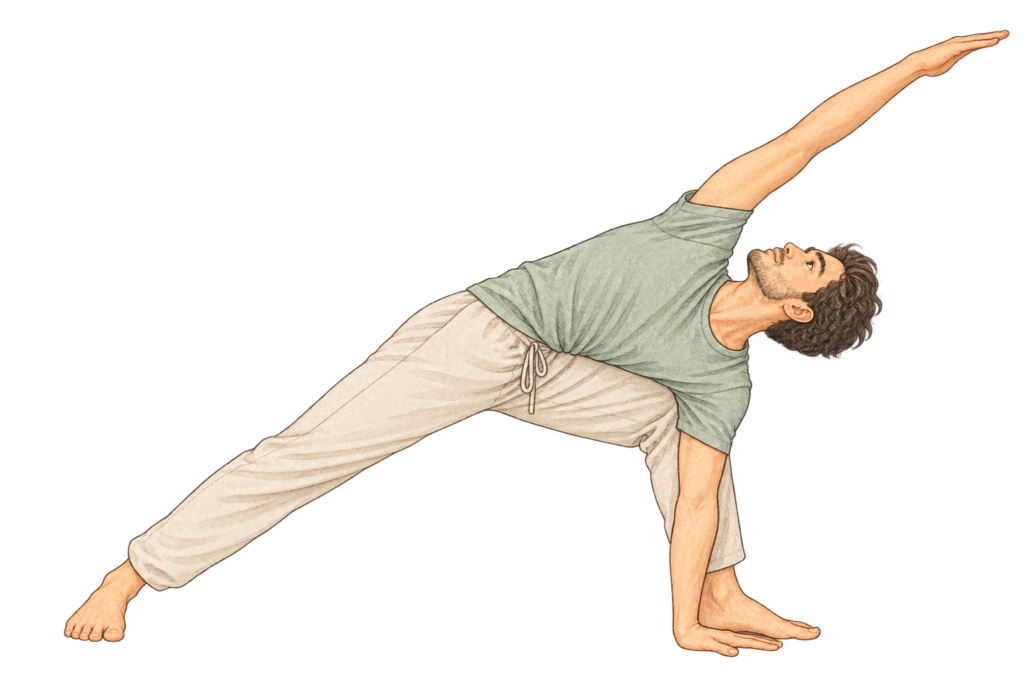 Parsvakonasana, angle latéral étendu en yoga