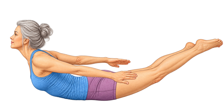 Salabhasana B, sauterelle bras étendus en yoga